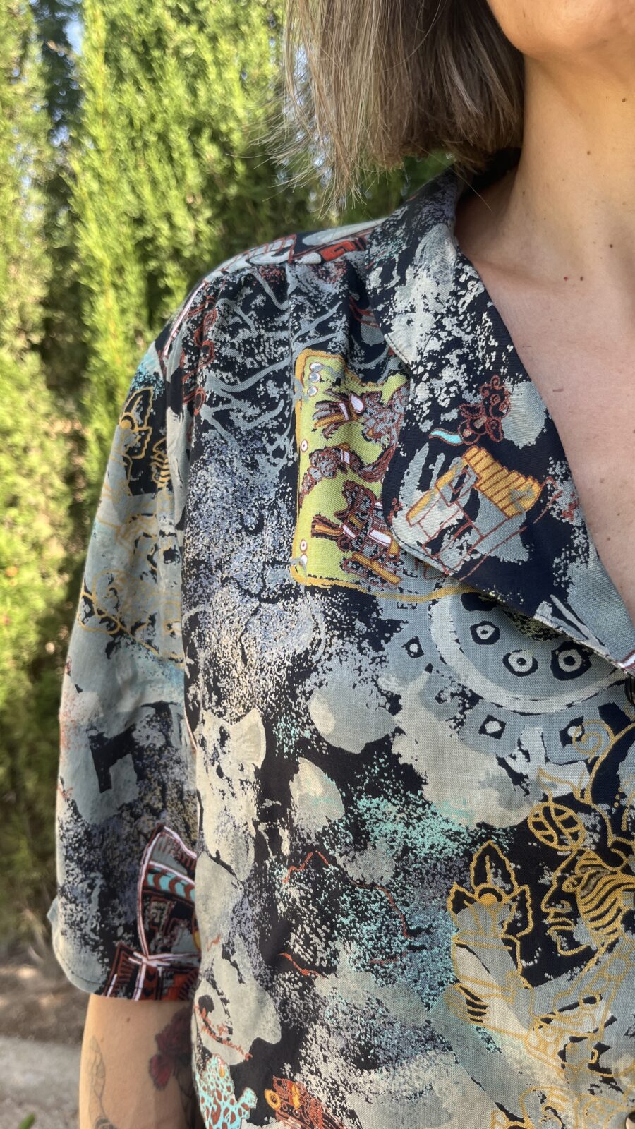 Camisa vintage de viscosa estampada años 90 - Imagen 3
