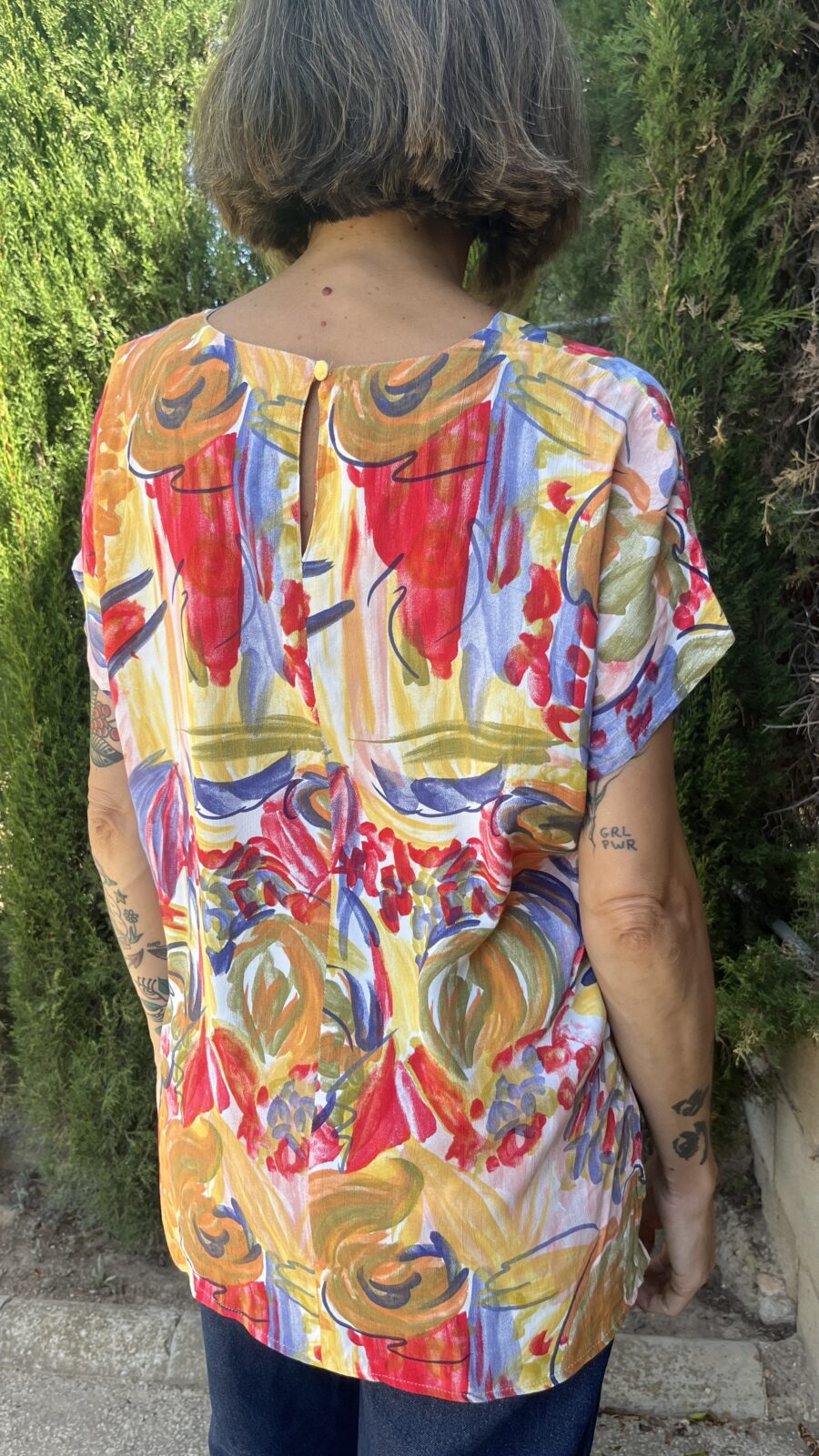 Blusa CHALOU de viscosa estampada años 80 - Imagen 5