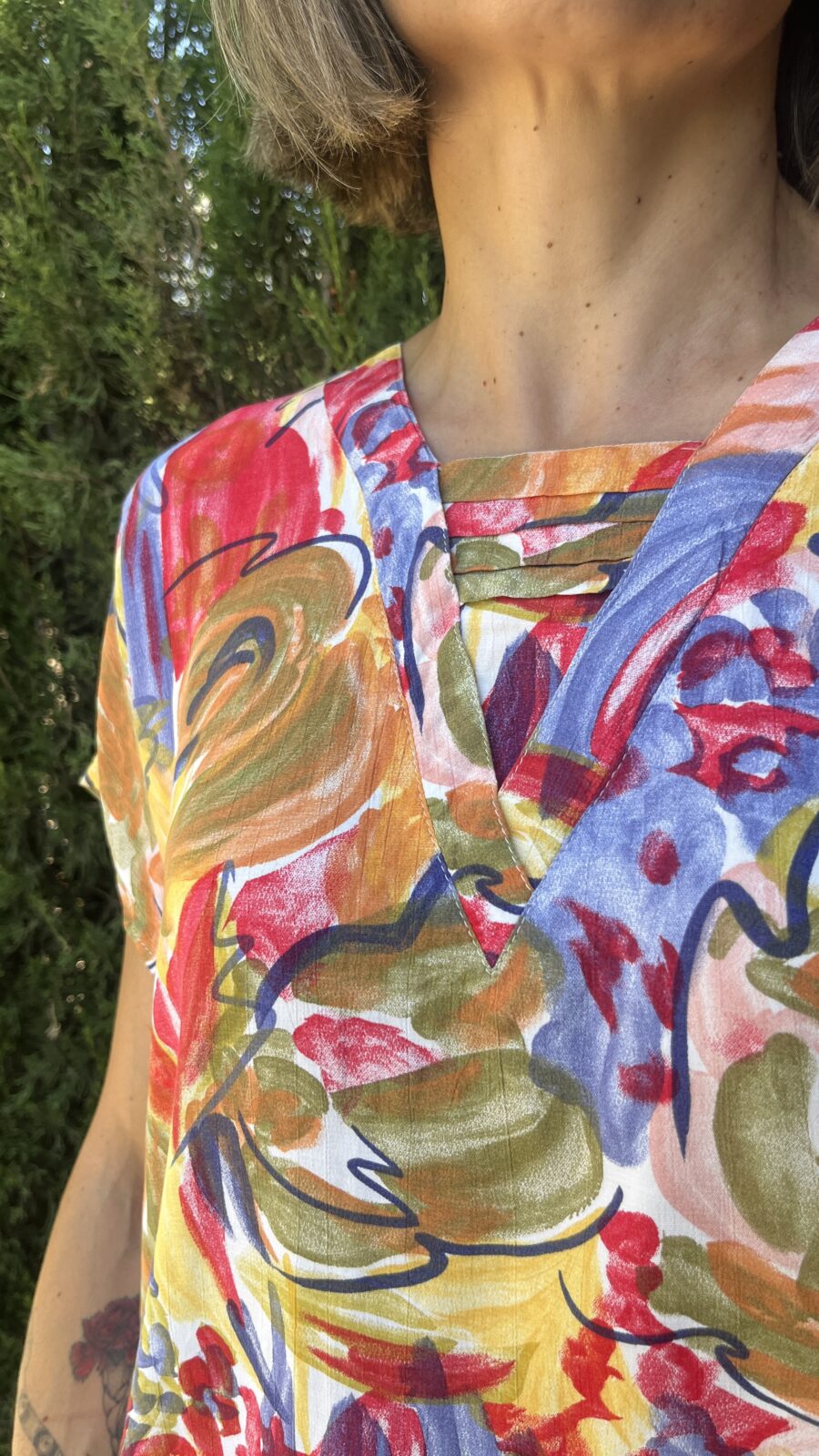 Blusa CHALOU de viscosa estampada años 80 - Imagen 2
