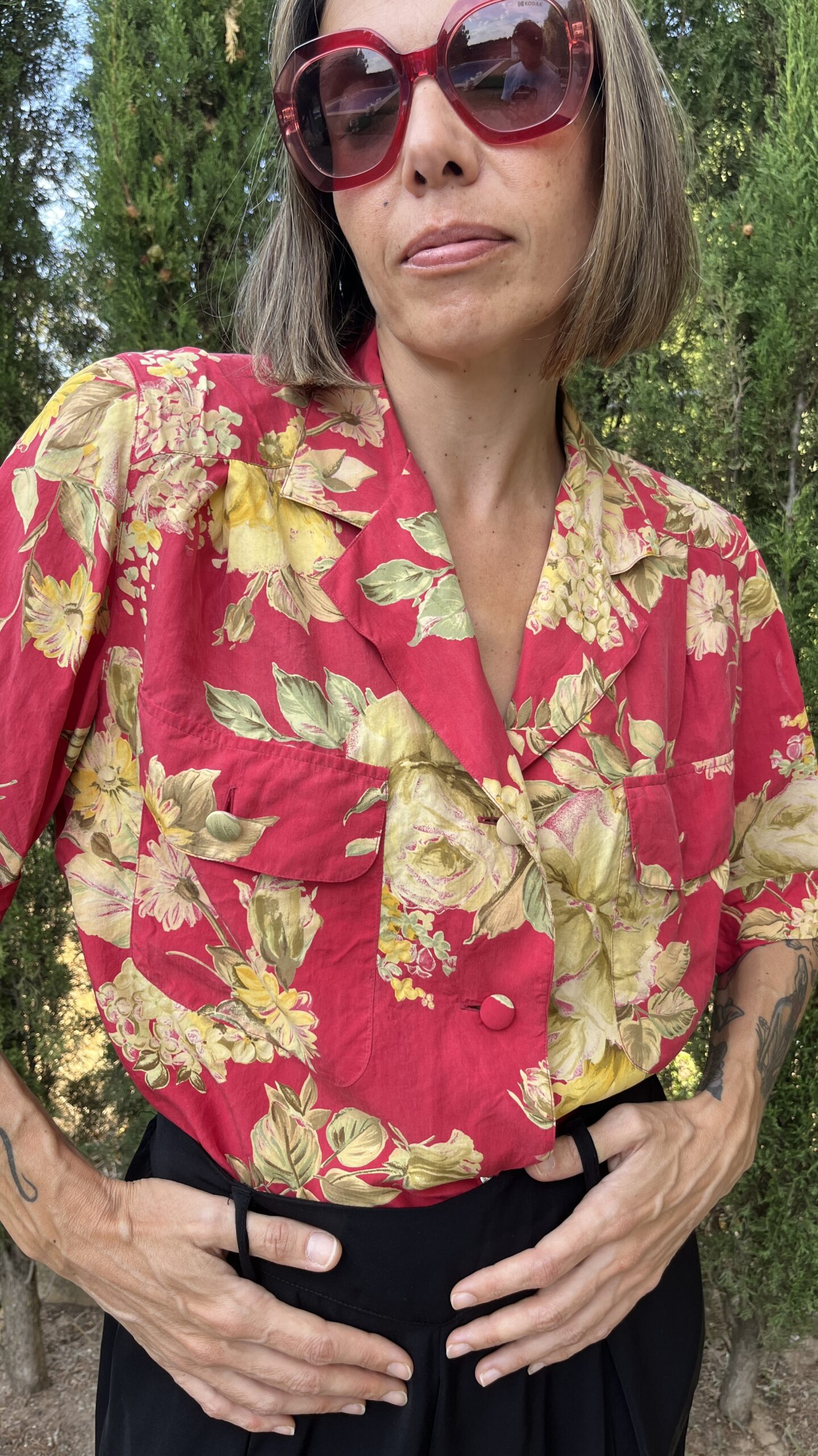 Camisa seda floral 80s — Lorenza (Made in Italy)