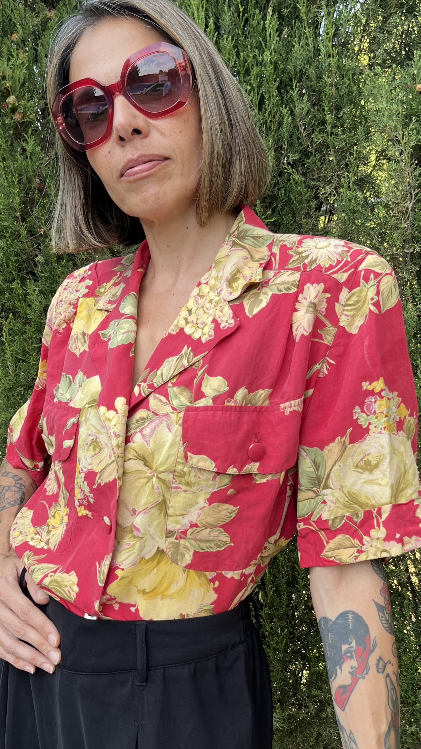Camisa seda floral 80s — Lorenza (Made in Italy) - Imagen 7