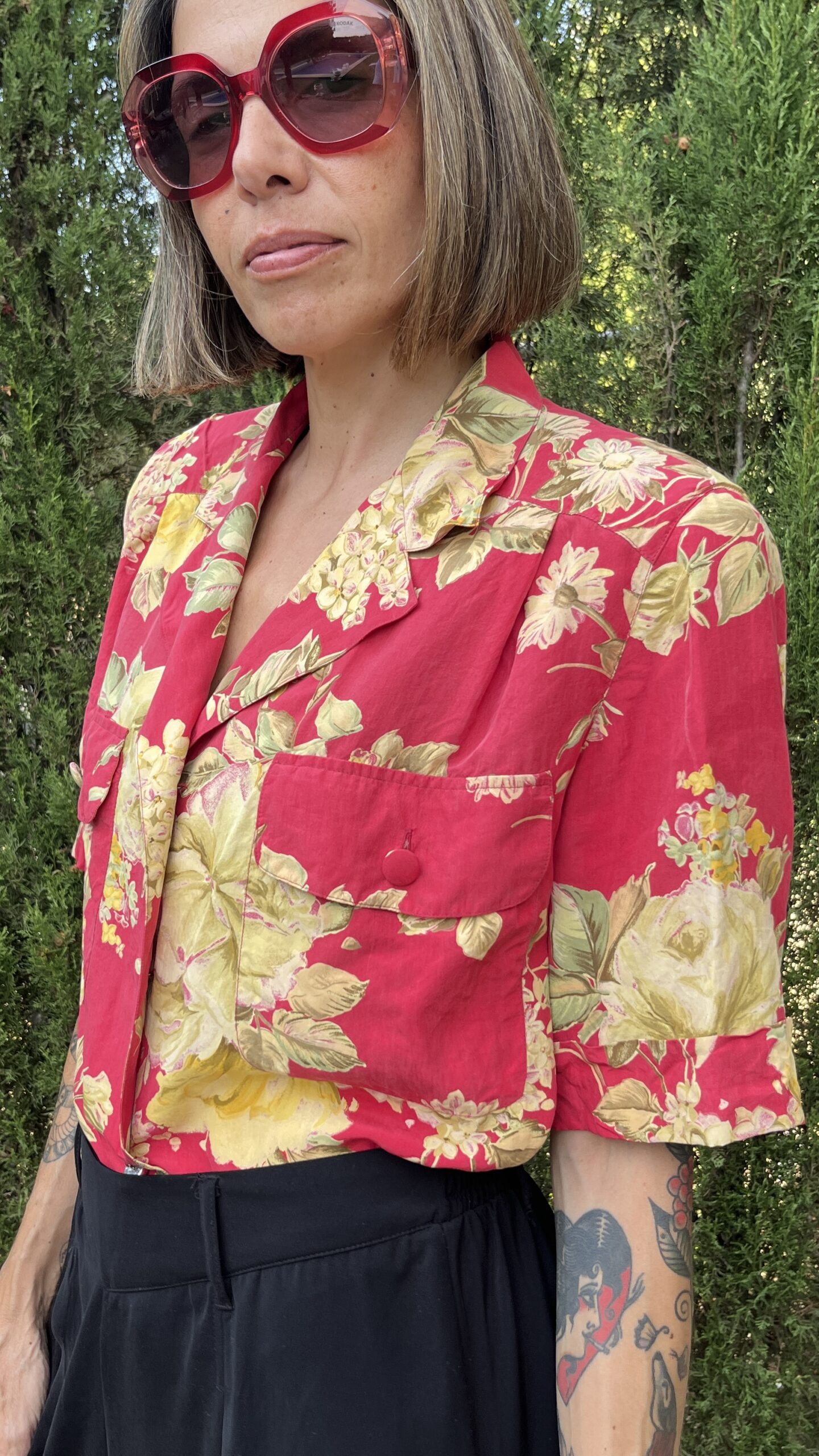 Camisa seda floral 80s — Lorenza (Made in Italy) - Imagen 5