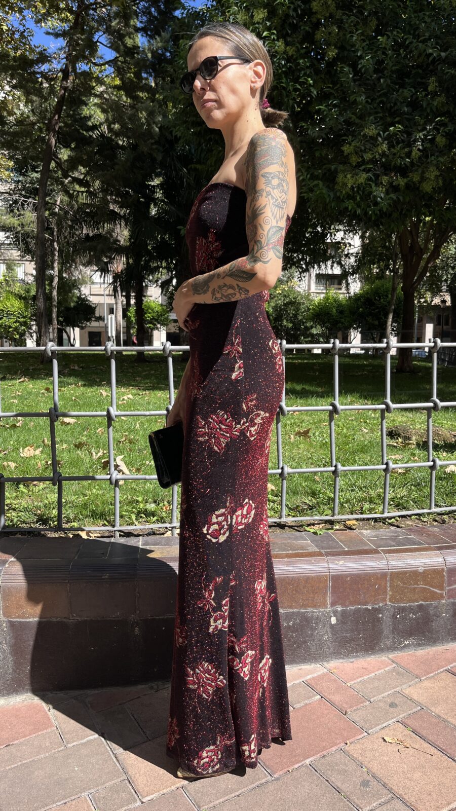 Vestido largo palabra de honor en punto elástico con lúrex años 90 - Imagen 11