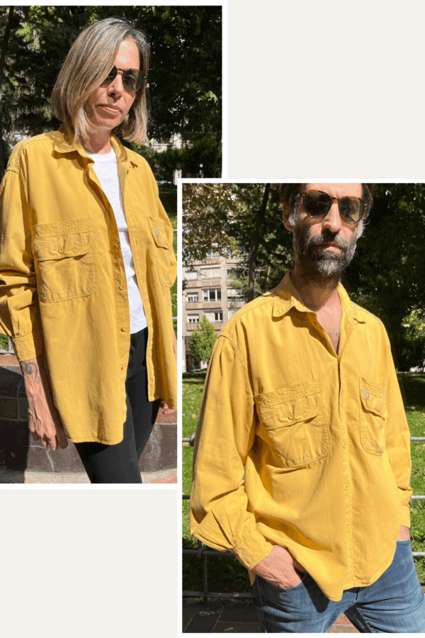 Camisa vintage unisex en algodón mostaza (años 90)