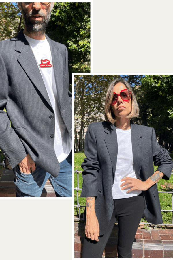 Blazer raya diplomática gris antracita finales de los 80