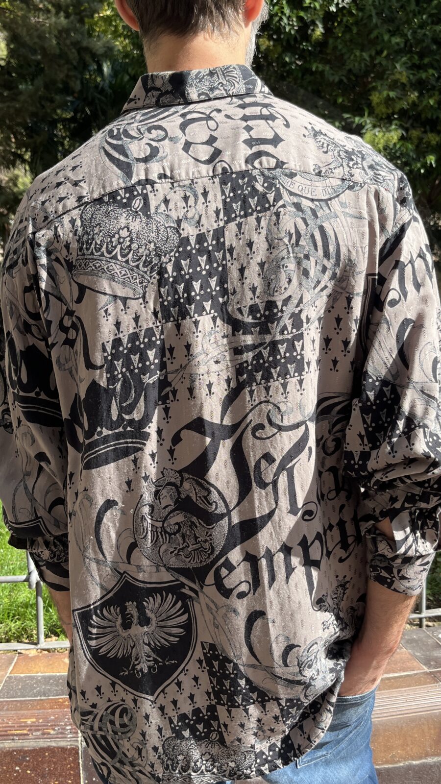 Camisa vintage unisex Le Garage en jacquard gris humo años 80 - Imagen 12