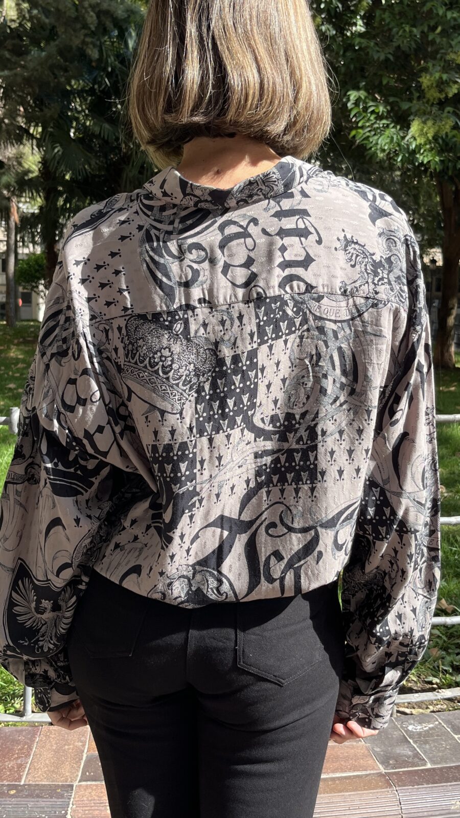 Camisa vintage unisex Le Garage en jacquard gris humo años 80 - Imagen 9