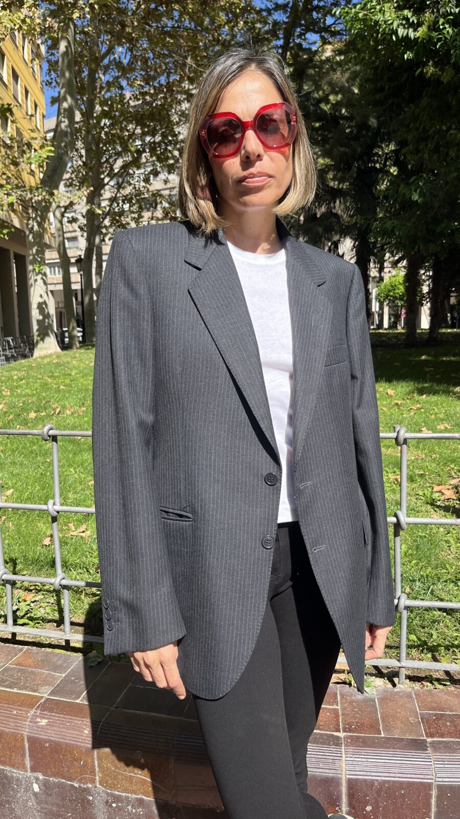 Blazer raya diplomática gris antracita finales de los 80 - Imagen 2