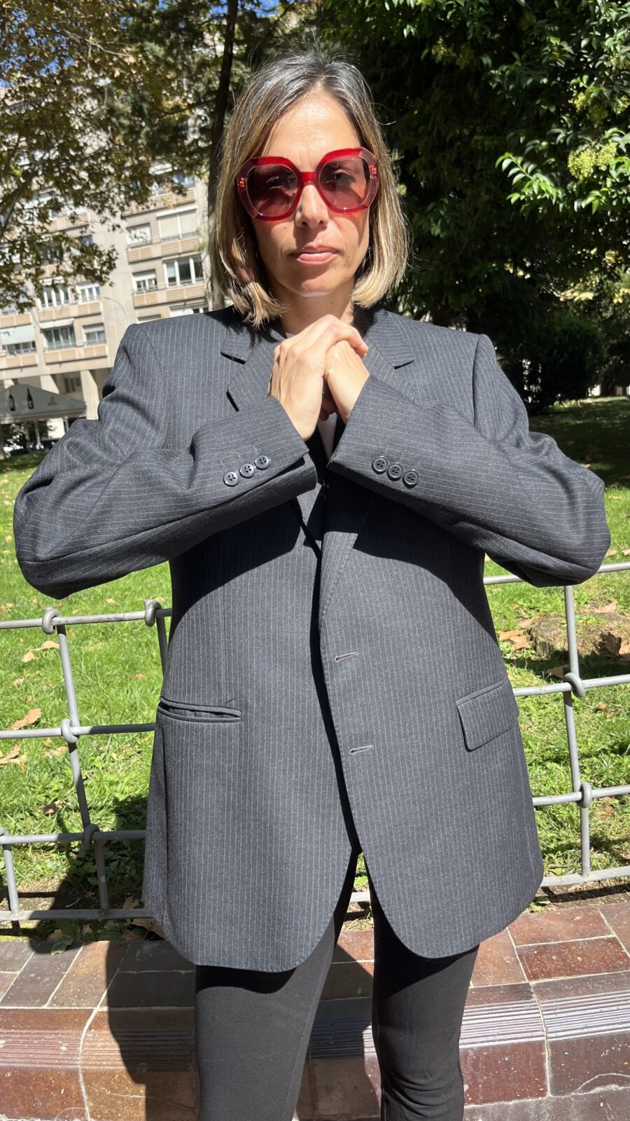 Blazer raya diplomática gris antracita finales de los 80 - Imagen 8