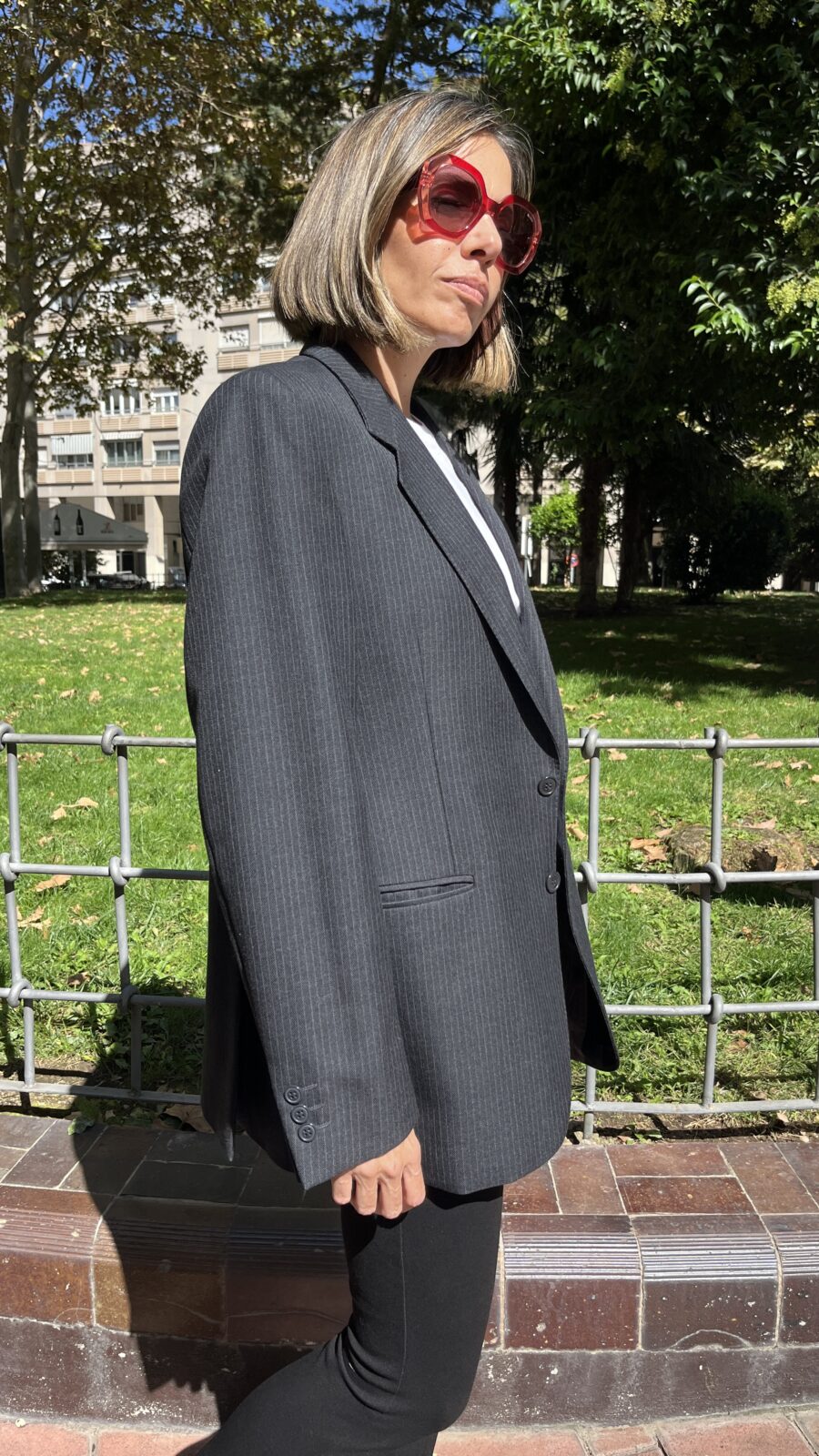Blazer raya diplomática gris antracita finales de los 80 - Imagen 5