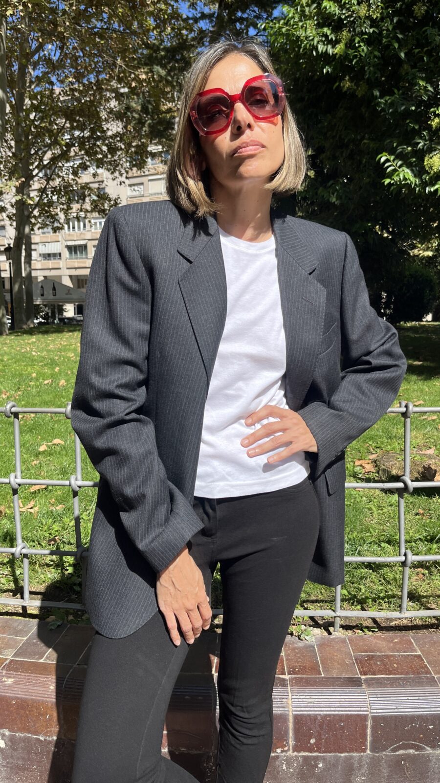 Blazer raya diplomática gris antracita finales de los 80 - Imagen 16
