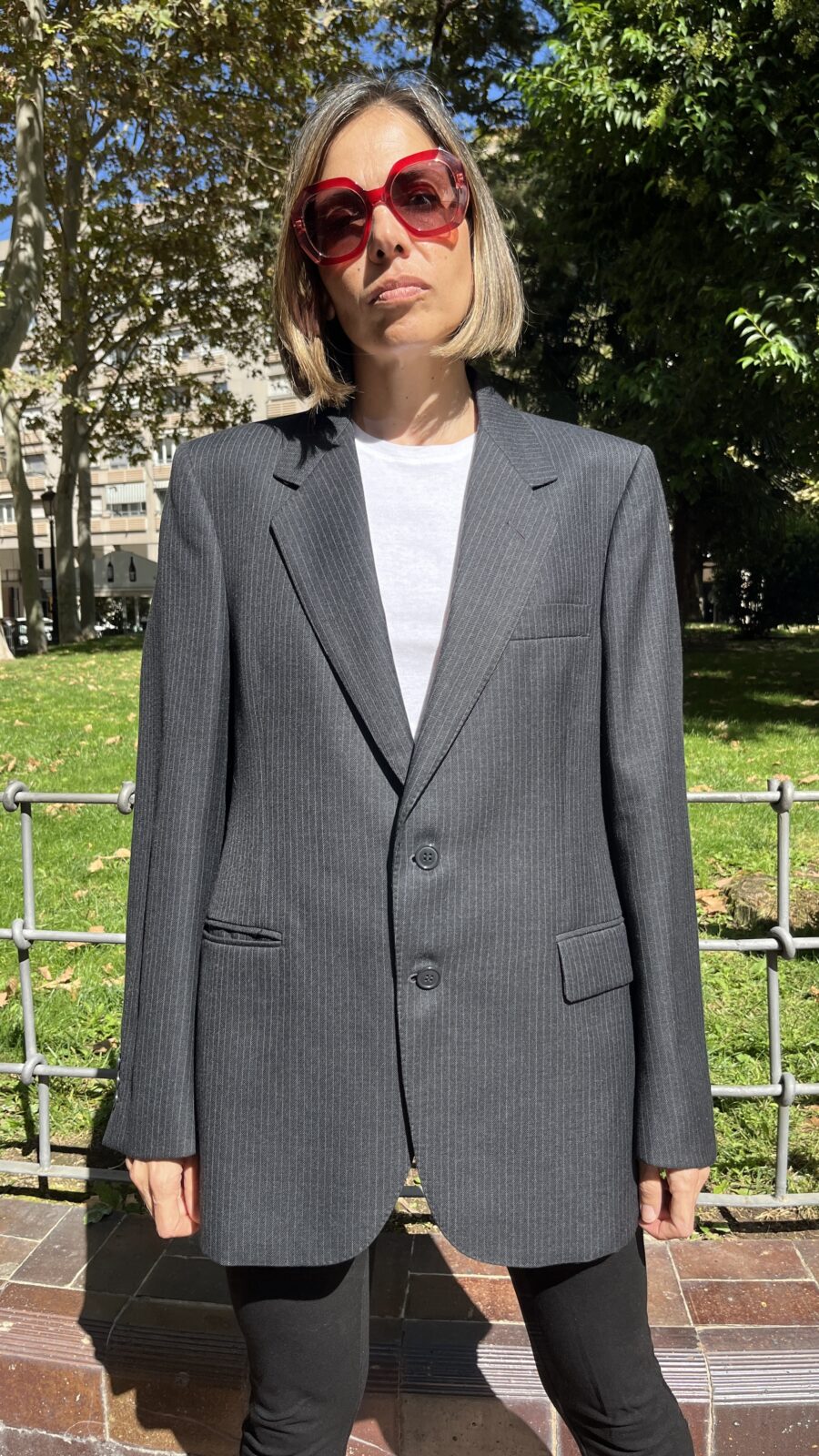 Blazer raya diplomática gris antracita finales de los 80 - Imagen 7