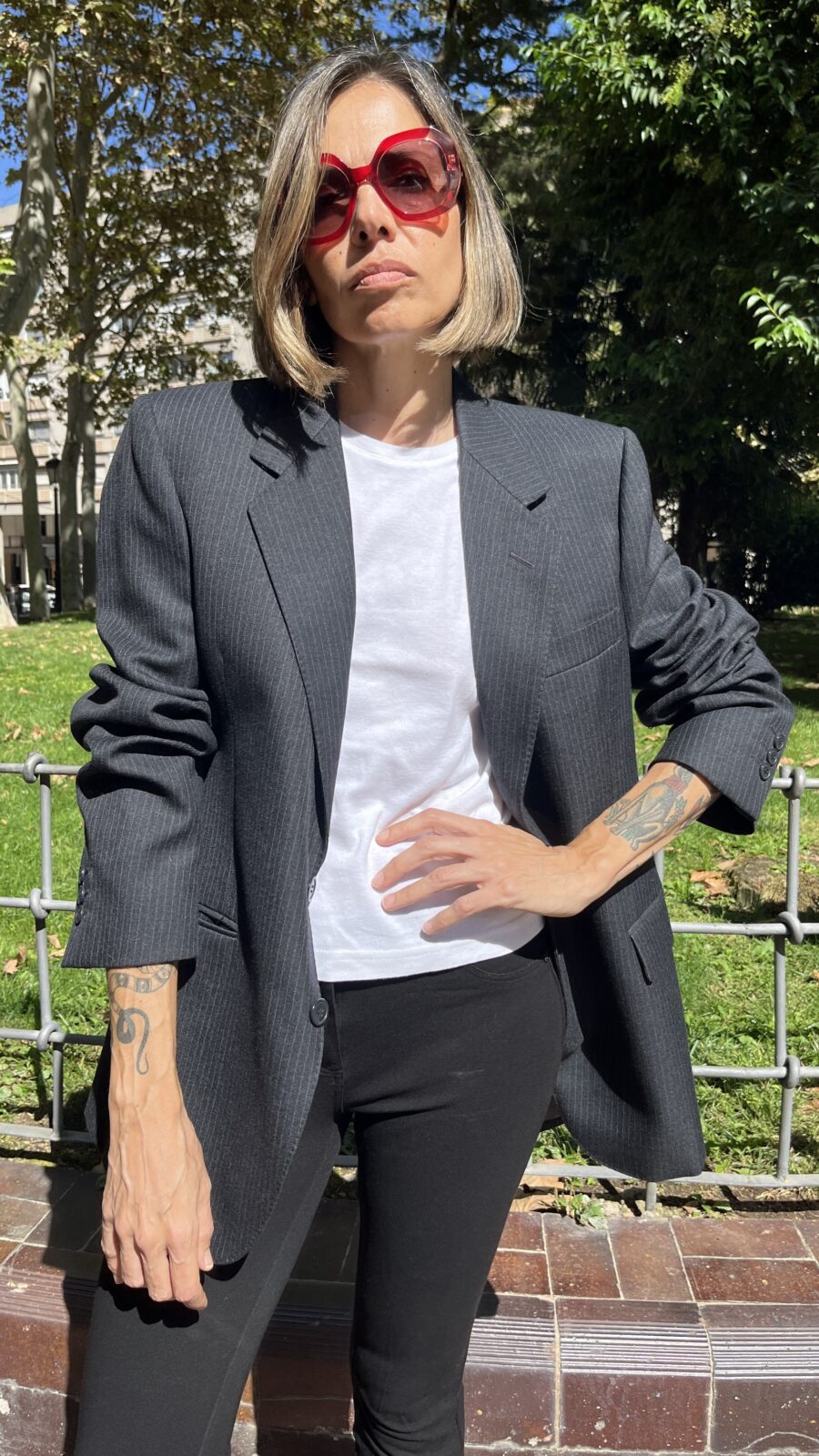 Blazer raya diplomática gris antracita finales de los 80 - Imagen 4