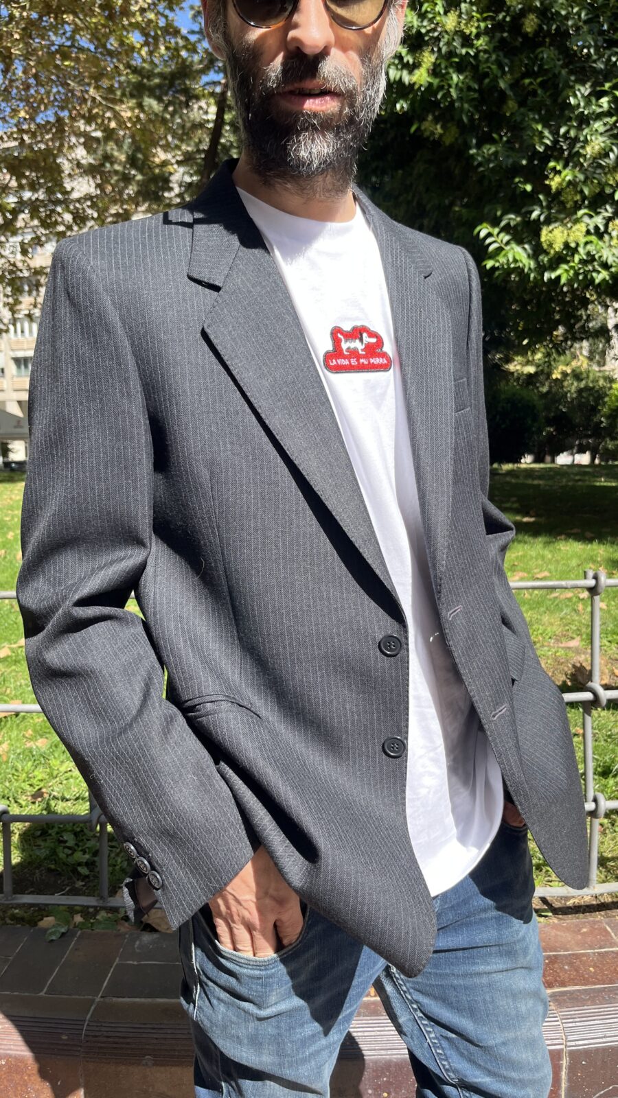 Blazer raya diplomática gris antracita finales de los 80 - Imagen 6
