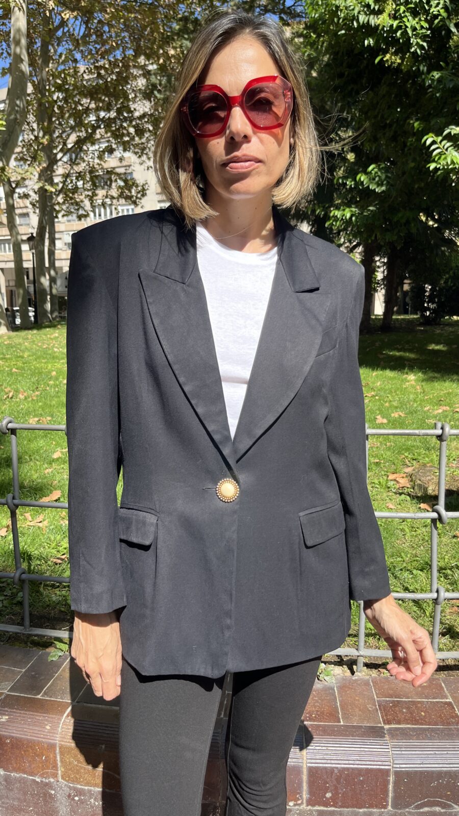 Blazer negro de un botón “José Luis Lobera” finales de los 80 - Imagen 6