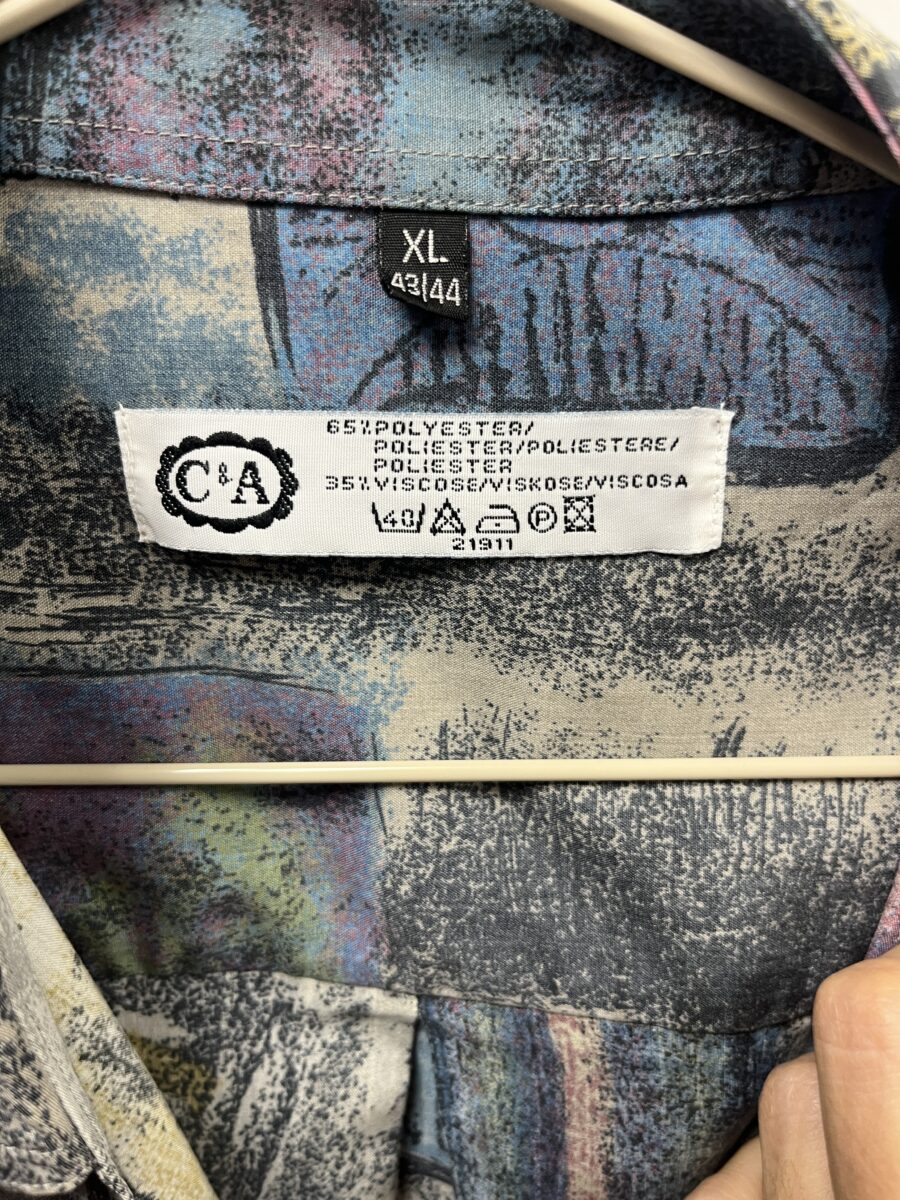 Camisa vintage unisex C&A estampado abstracto piedra y pasteles (años 90) - Imagen 10