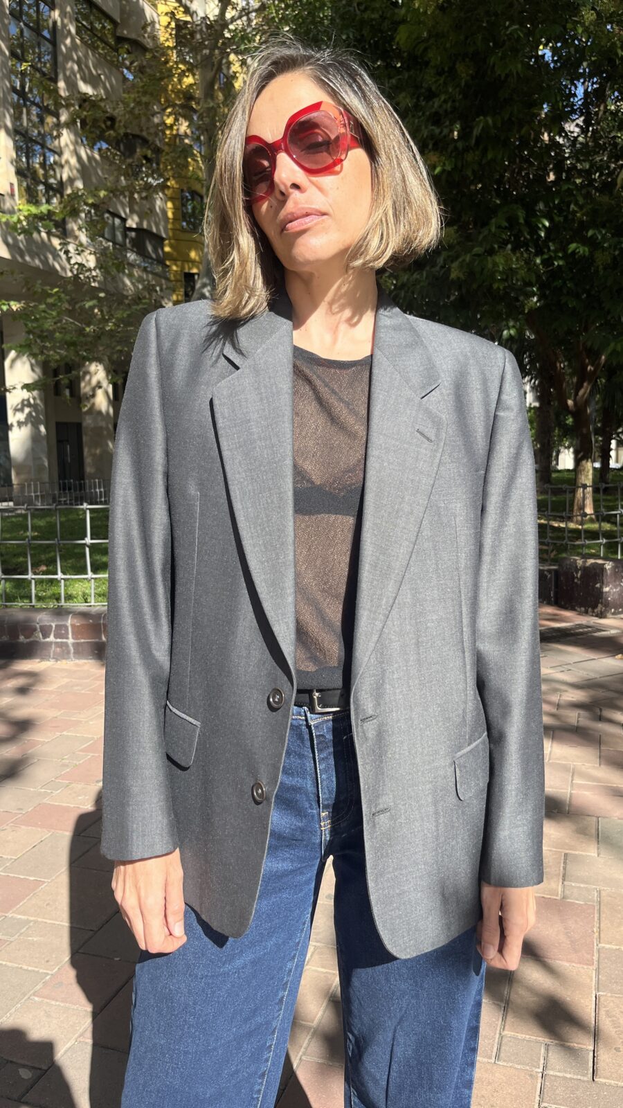 Blazer sastre gris antracita en mezcla de lana y mohair. Fabricación Albacete años 90 - Imagen 5