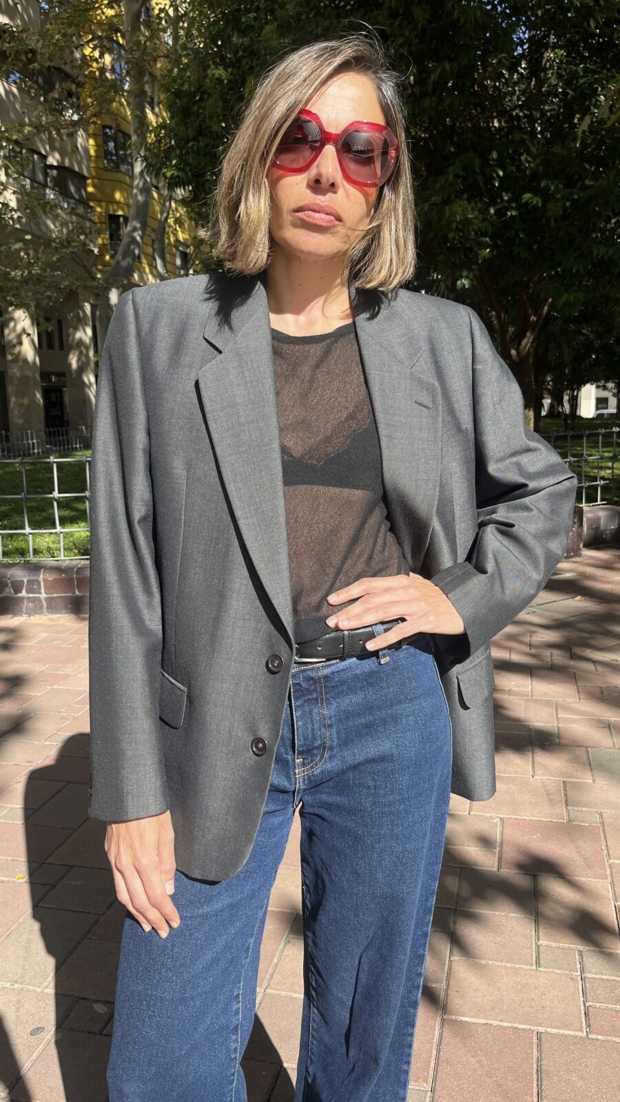 Blazer sastre gris antracita en mezcla de lana y mohair. Fabricación Albacete años 90 - Imagen 7