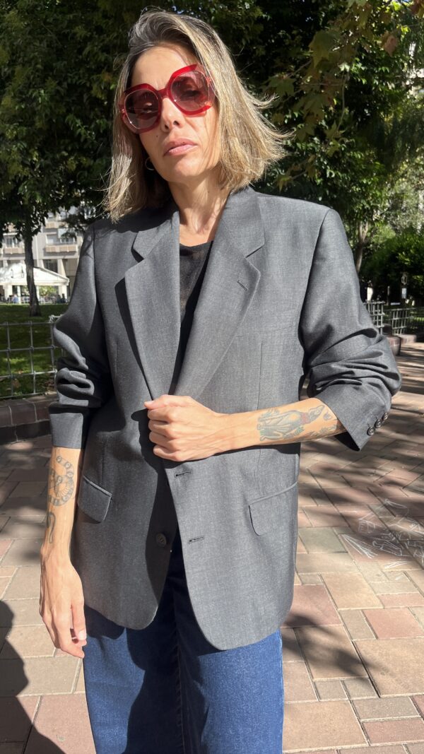 Blazer sastre gris antracita en mezcla de lana y mohair