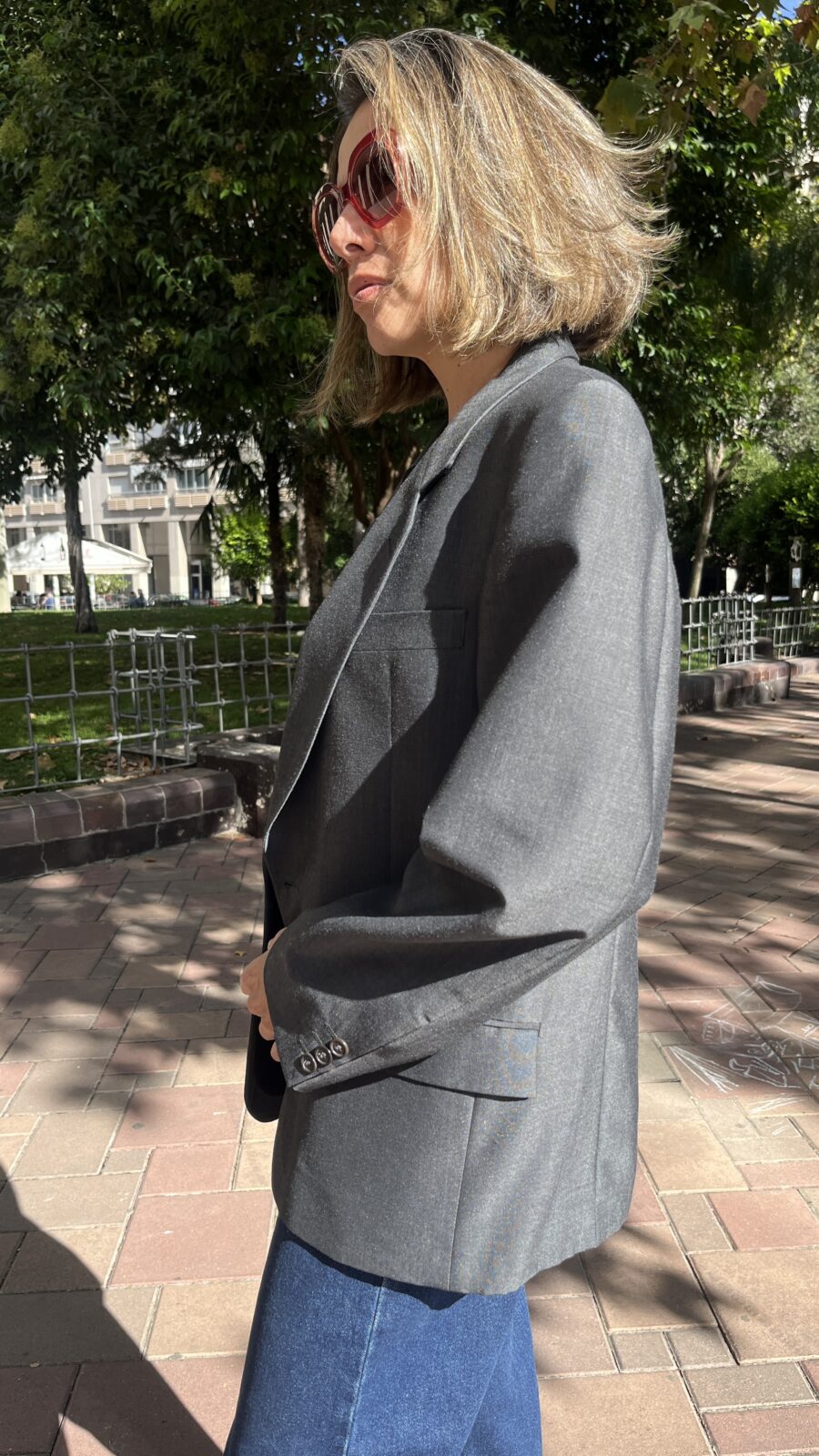 Blazer sastre gris antracita en mezcla de lana y mohair. Fabricación Albacete años 90 - Imagen 8