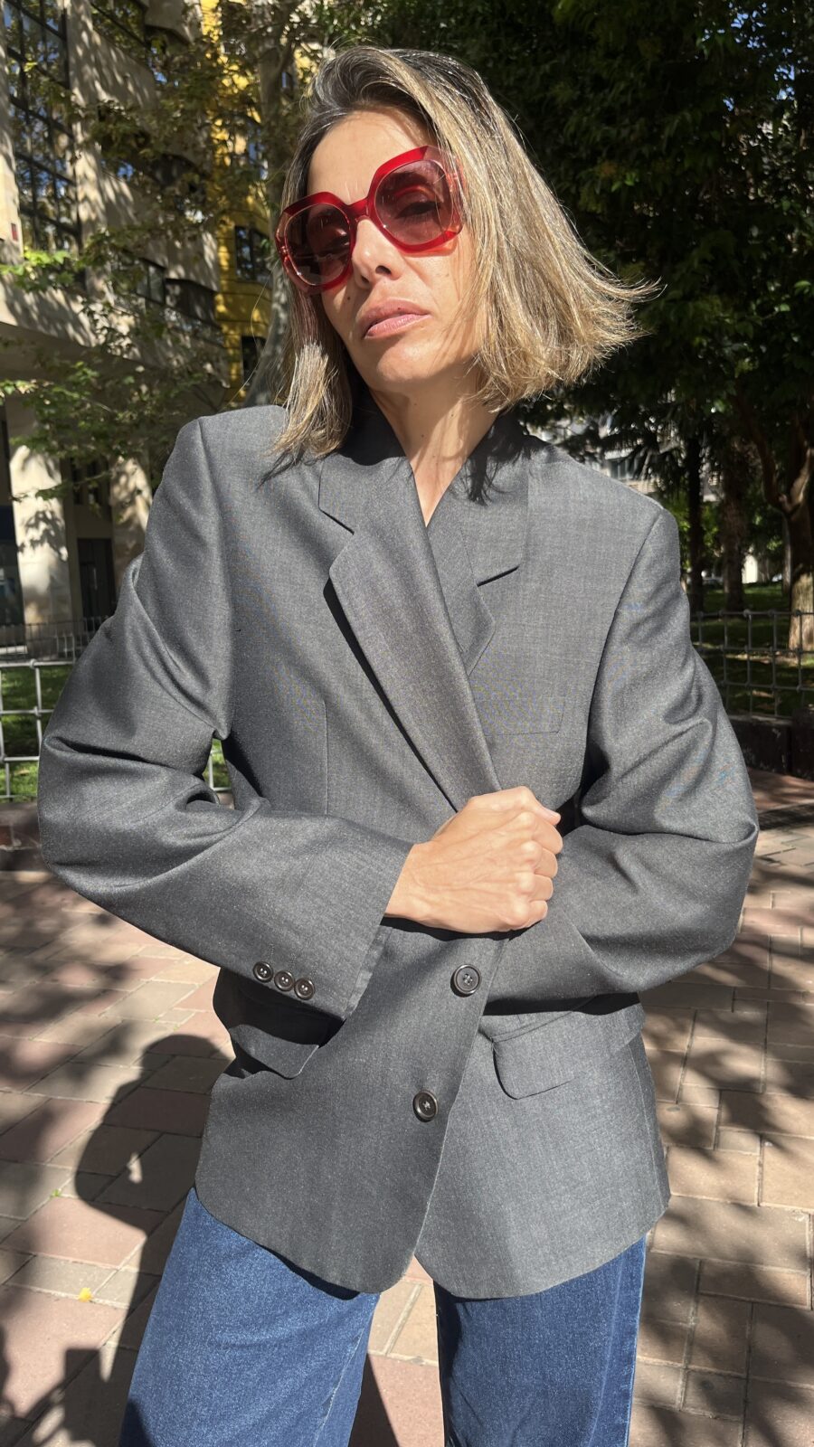 Blazer sastre gris antracita en mezcla de lana y mohair. Fabricación Albacete años 90 - Imagen 6
