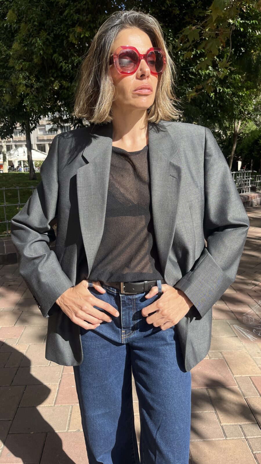 Blazer sastre gris antracita en mezcla de lana y mohair. Fabricación Albacete años 90 - Imagen 9