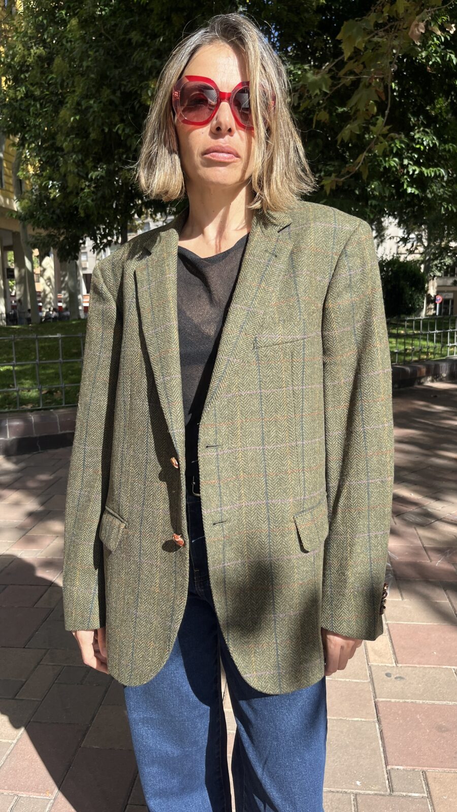 Americana tweed espiga en lana Merino Emidio Tucci Años 90 - Imagen 2