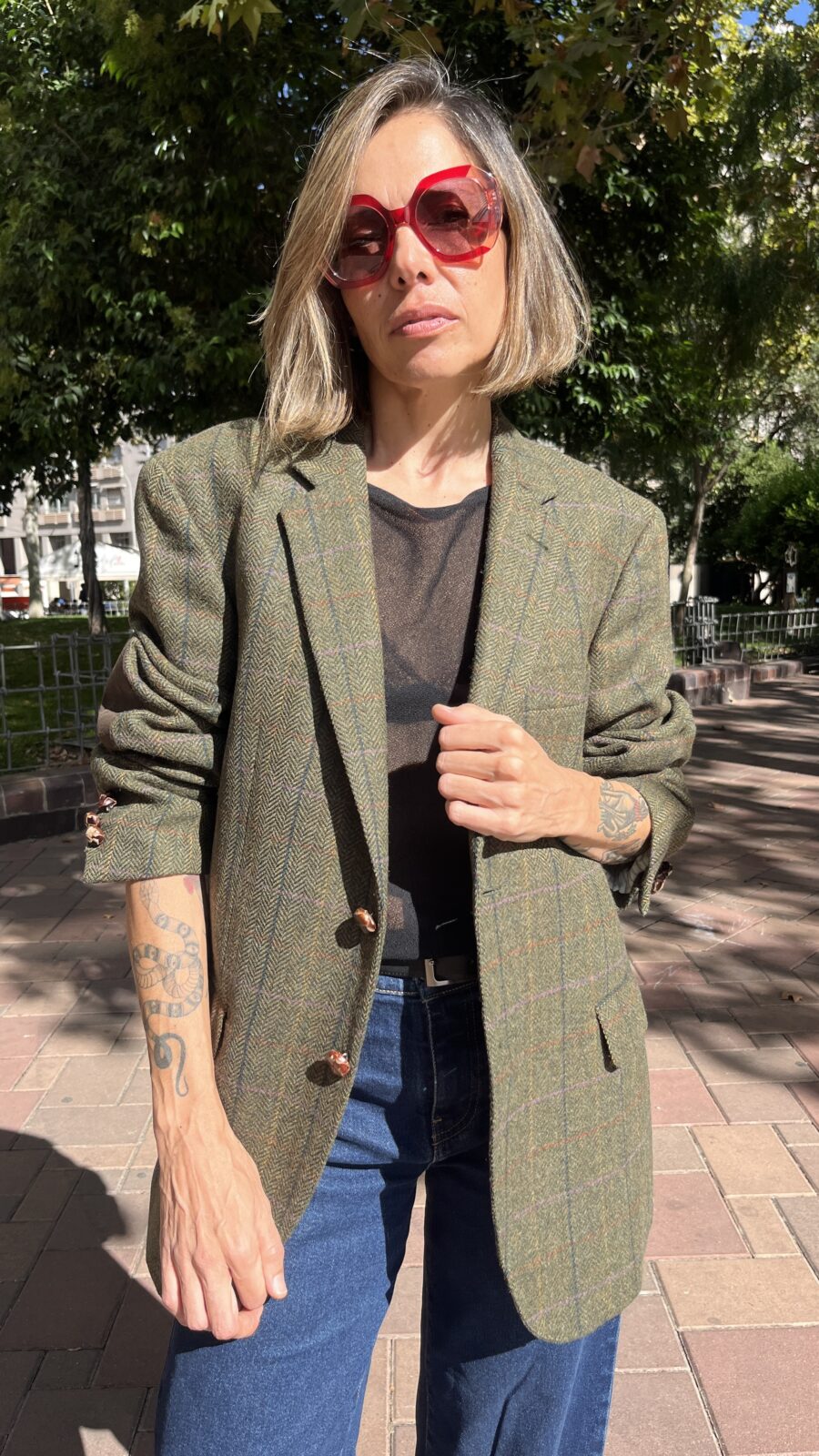 Americana tweed espiga en lana Merino Emidio Tucci Años 90