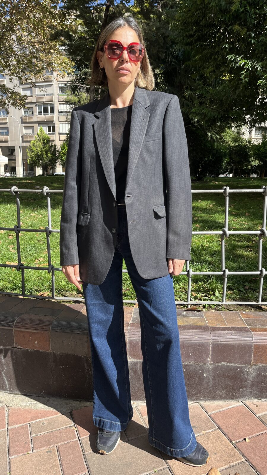 Blazer raya diplomática gris antracita Bristol Man Made in Spain. Años 90 - Imagen 4