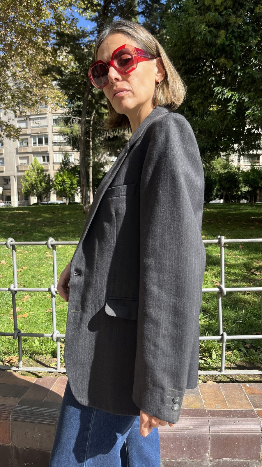 Blazer raya diplomática gris antracita Bristol Man Made in Spain. Años 90 - Imagen 6