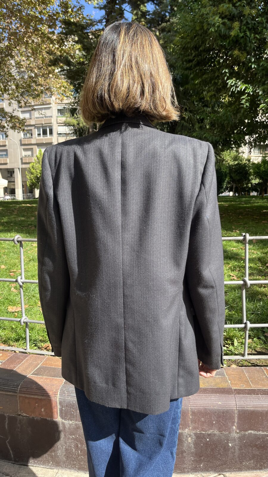 Blazer raya diplomática gris antracita Bristol Man Made in Spain. Años 90 - Imagen 8