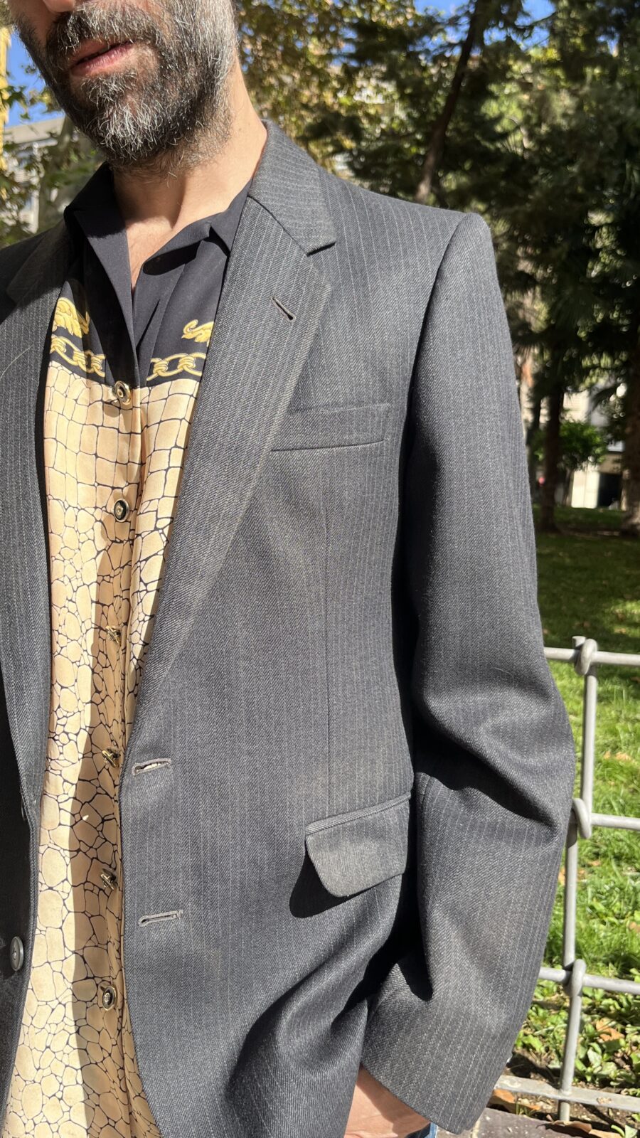 Blazer raya diplomática gris antracita Bristol Man Made in Spain. Años 90 - Imagen 7