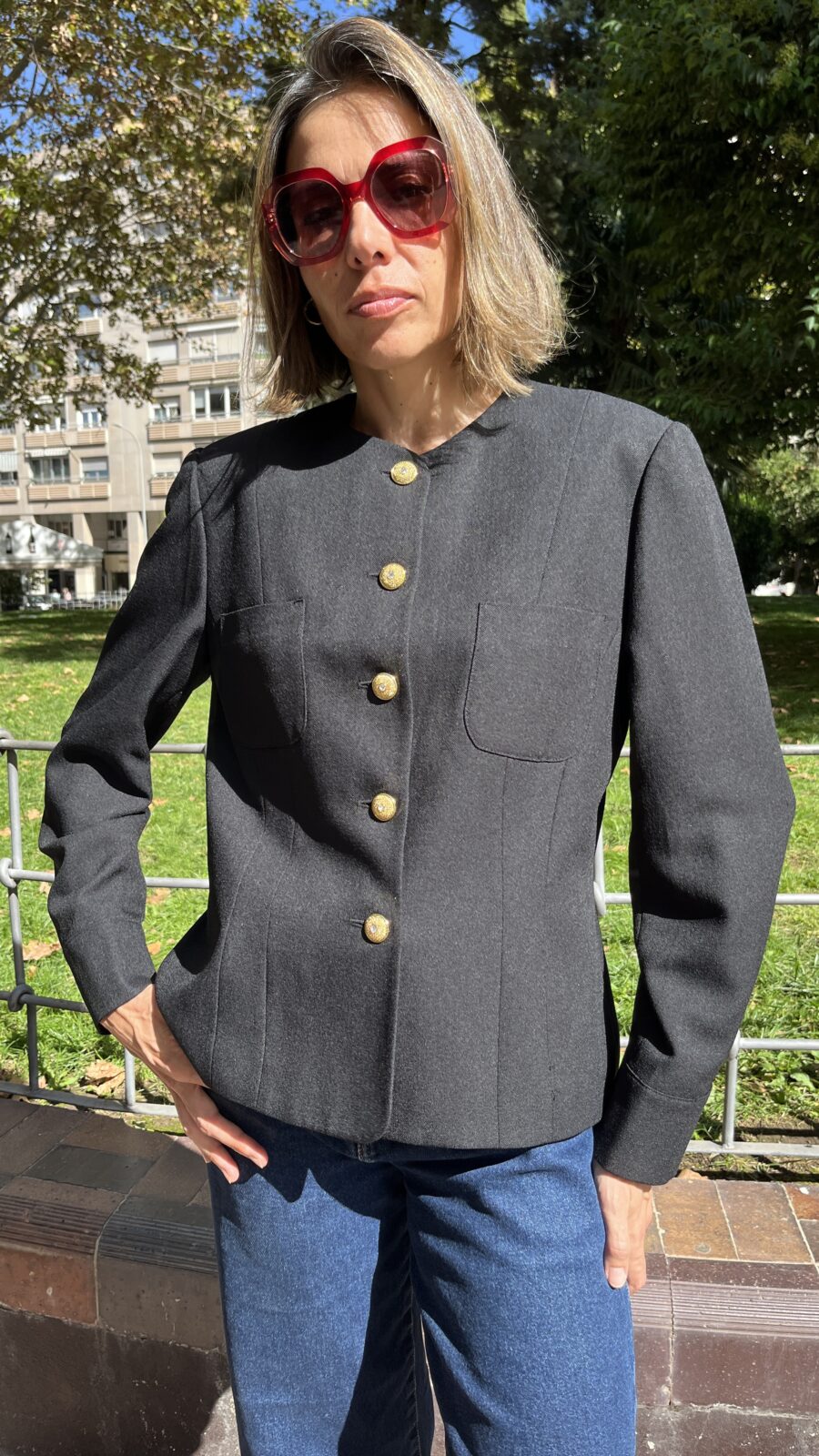 Blazer negra con botones joya, Made in Spain finales de los 80 - Imagen 7