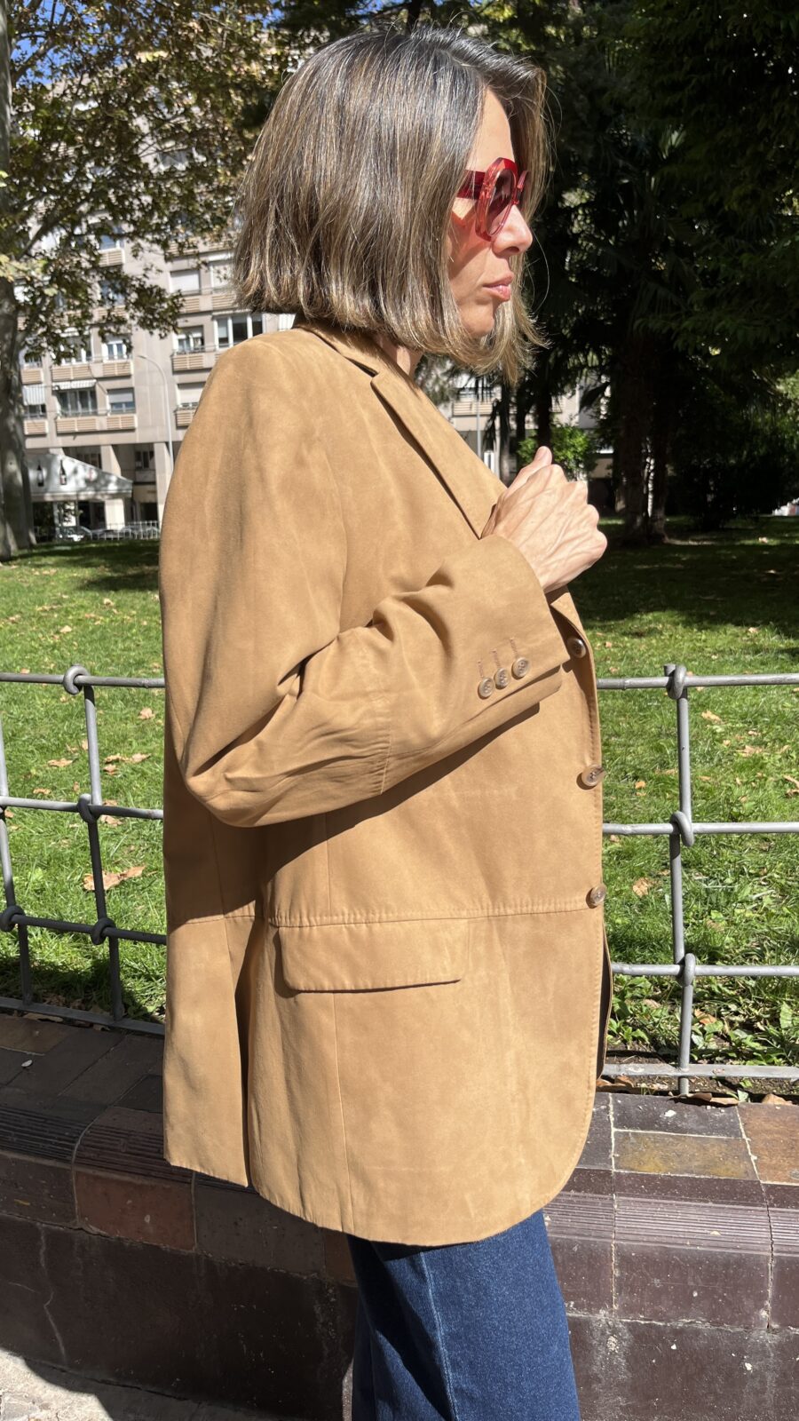 Americana en ante sintético color camel – Emidio Tucci para El Corte Inglés (años 90) - Imagen 8