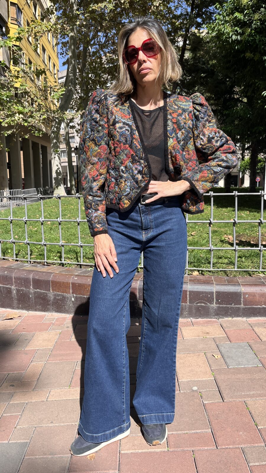 Chaqueta acolchada con estampado cachemir multicolor, años 80 - Imagen 5